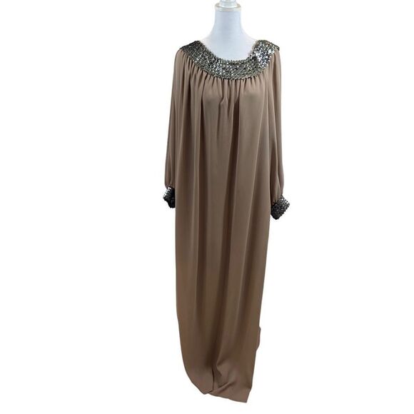 Rare Vintage Lucy Ann Beverly Hills‎ Sequin Detail Long Chiffon Gown Size Large - Picture 1 of 15